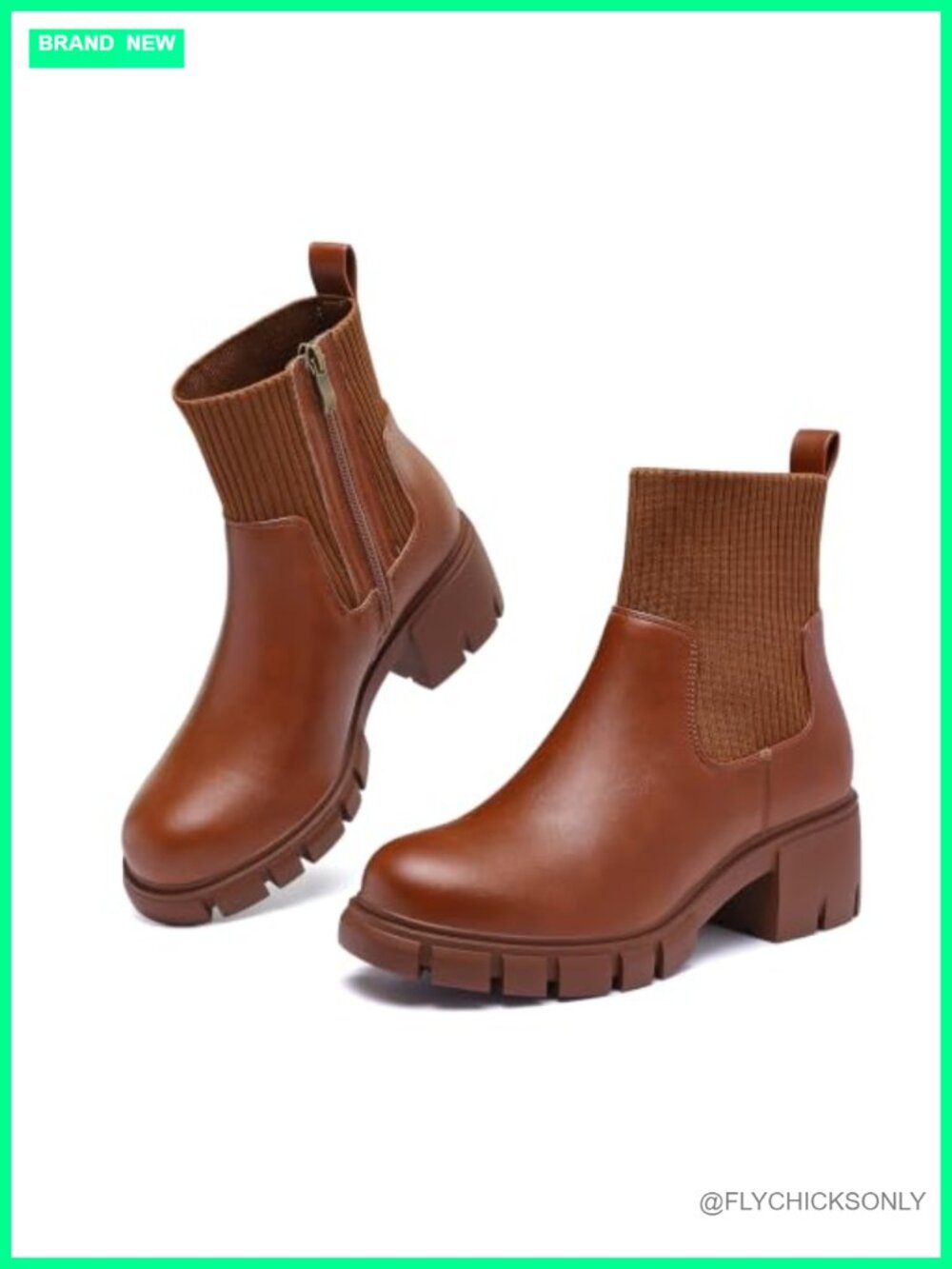 Womens Chelsea Boots Chunky Lug Sole Platform Fall Ankle Boots Zip